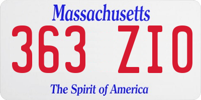 MA license plate 363ZI0