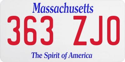MA license plate 363ZJ0