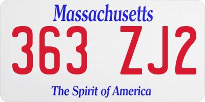 MA license plate 363ZJ2
