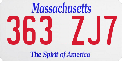 MA license plate 363ZJ7