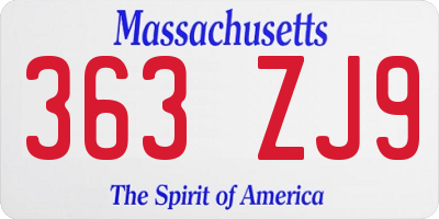 MA license plate 363ZJ9