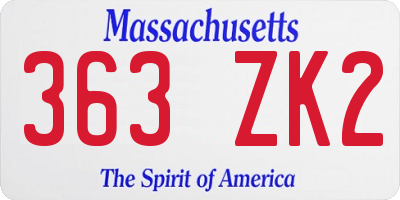 MA license plate 363ZK2