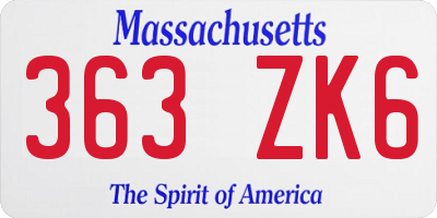 MA license plate 363ZK6