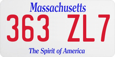 MA license plate 363ZL7