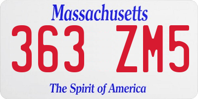 MA license plate 363ZM5