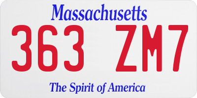 MA license plate 363ZM7