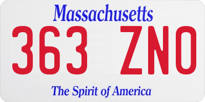 MA license plate 363ZN0