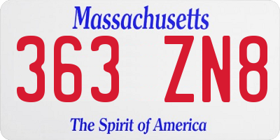 MA license plate 363ZN8