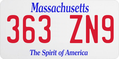 MA license plate 363ZN9