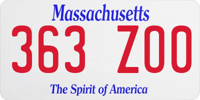 MA license plate 363ZO0