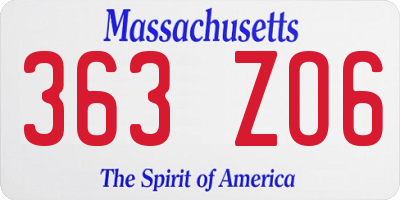 MA license plate 363ZO6