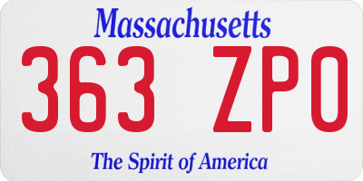 MA license plate 363ZP0