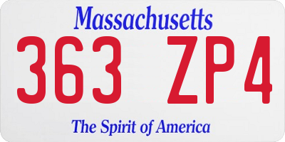 MA license plate 363ZP4