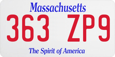 MA license plate 363ZP9