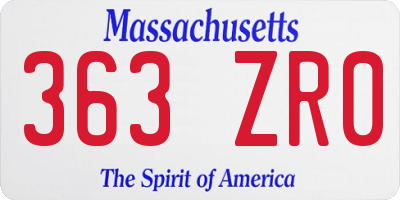 MA license plate 363ZR0