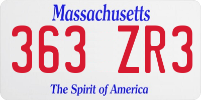 MA license plate 363ZR3
