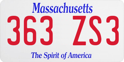 MA license plate 363ZS3