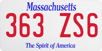 MA license plate 363ZS6