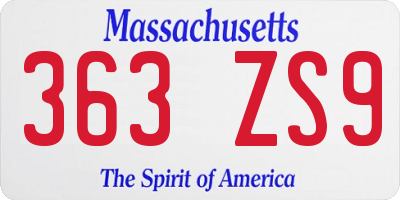 MA license plate 363ZS9