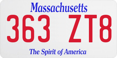 MA license plate 363ZT8