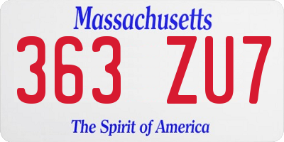 MA license plate 363ZU7