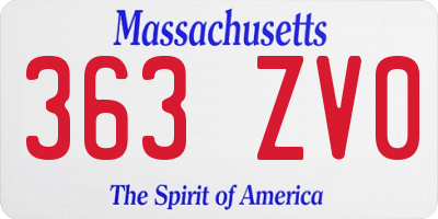 MA license plate 363ZV0