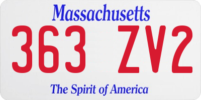 MA license plate 363ZV2