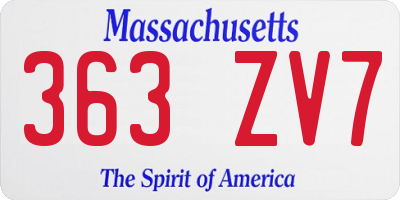 MA license plate 363ZV7