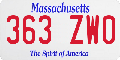 MA license plate 363ZW0