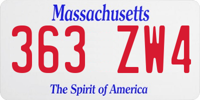 MA license plate 363ZW4
