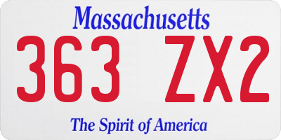 MA license plate 363ZX2