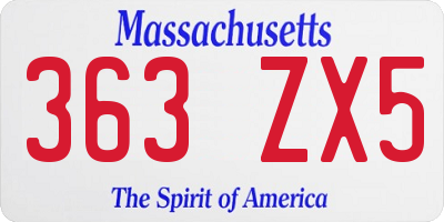 MA license plate 363ZX5