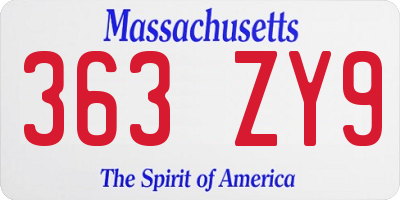 MA license plate 363ZY9