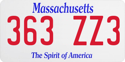 MA license plate 363ZZ3