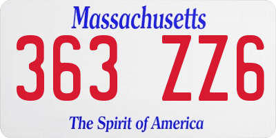 MA license plate 363ZZ6