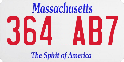 MA license plate 364AB7