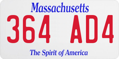 MA license plate 364AD4