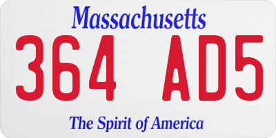 MA license plate 364AD5