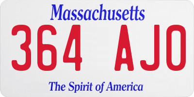 MA license plate 364AJ0