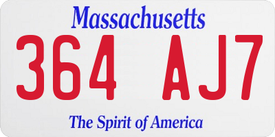 MA license plate 364AJ7