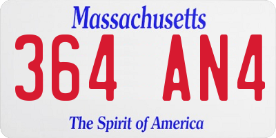 MA license plate 364AN4