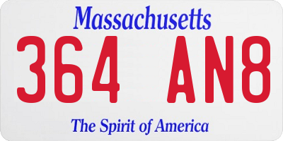 MA license plate 364AN8