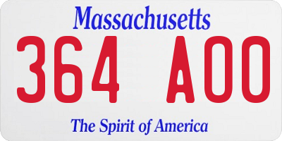 MA license plate 364AO0