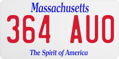 MA license plate 364AU0