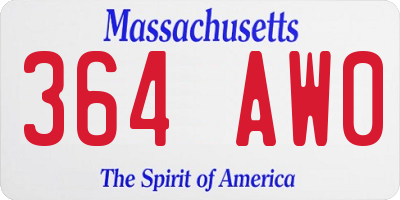 MA license plate 364AW0