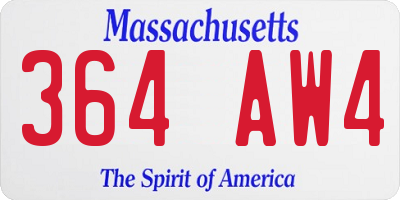 MA license plate 364AW4