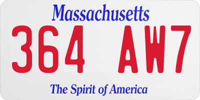 MA license plate 364AW7
