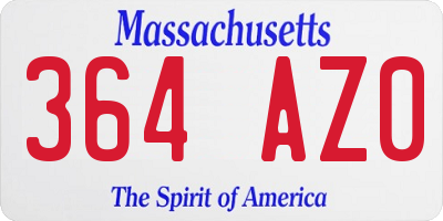 MA license plate 364AZ0