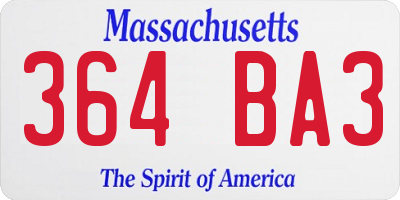 MA license plate 364BA3
