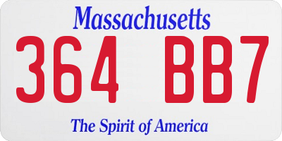 MA license plate 364BB7